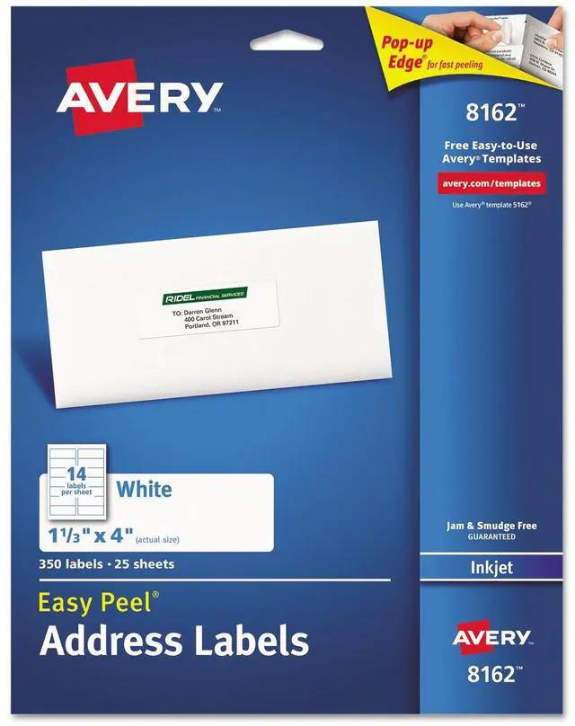 Main image of amp;reg; Easy Peel Address Labels for Inkjet Printer, 1-1/3 x 4, White, 350/Pack