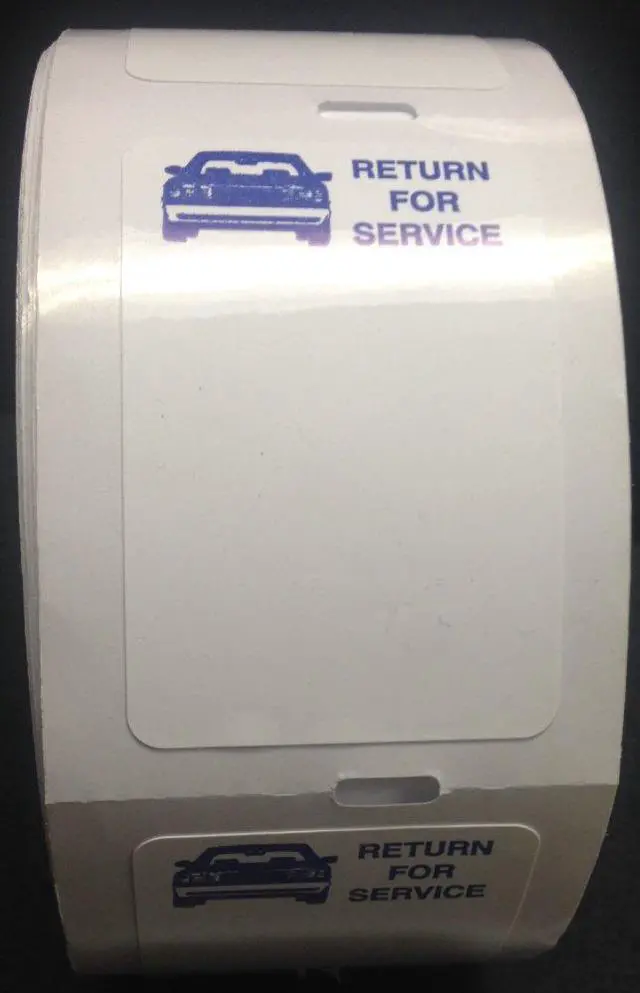 Main image of Static Cling Return for Service White Labels for Thermal Printer Oil Change Quantity 500 (1 roll) (A42)