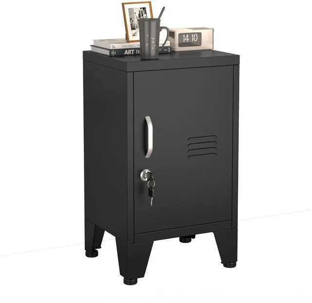 Main image of 24.5" Black Lockable Steel Small Employee Storage Locker | Single Door, Adjustable Shelf & Leveling Feet, Metal Office Cabinet for Home, School, Office & Gym
