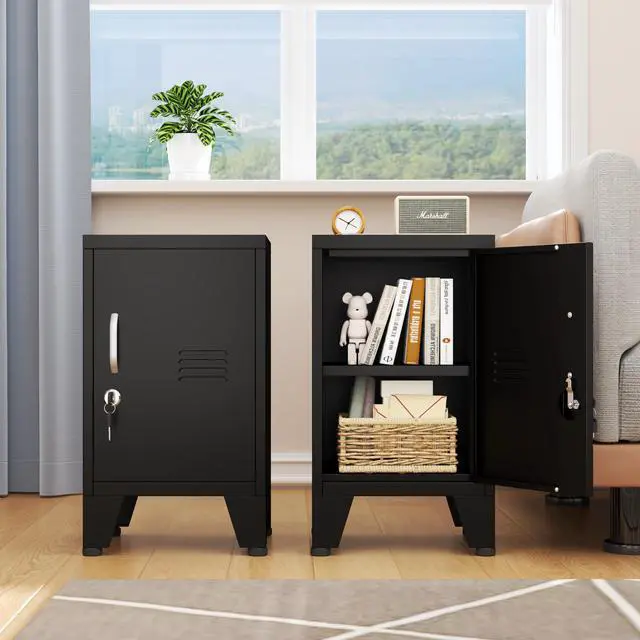 Alt view image 5 of 7 - 24.5" Black Lockable Steel Small Employee Storage Locker | Single Door, Adjustable Shelf & Leveling Feet, Metal Office Cabinet for Home, School, Office & Gym