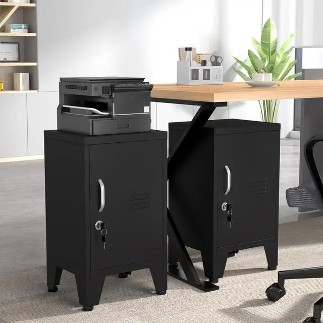 Alt view image 6 of 7 - 24.5" Black Lockable Steel Small Employee Storage Locker | Single Door, Adjustable Shelf & Leveling Feet, Metal Office Cabinet for Home, School, Office & Gym
