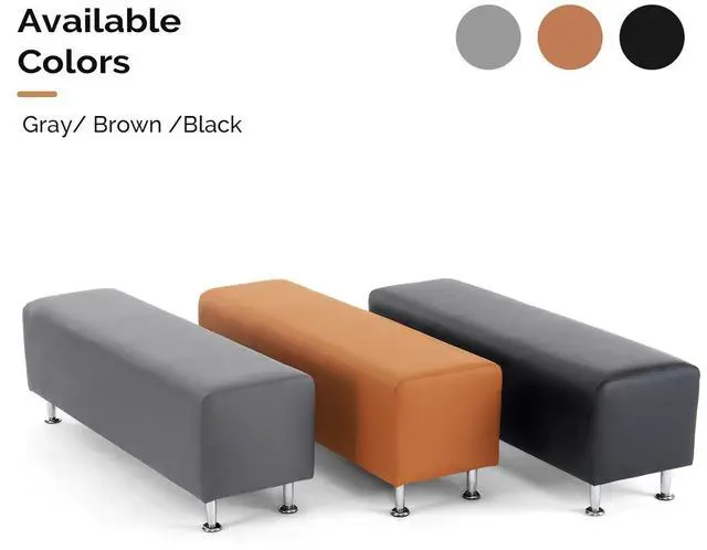 Alt view image 6 of 7 - Waiting Room Bench Seating Faux Leather, 53.9 Office Guest Chair Reception Chair, Lobby Furniture for Conference Room Beauty Salon Barbershop Small Space