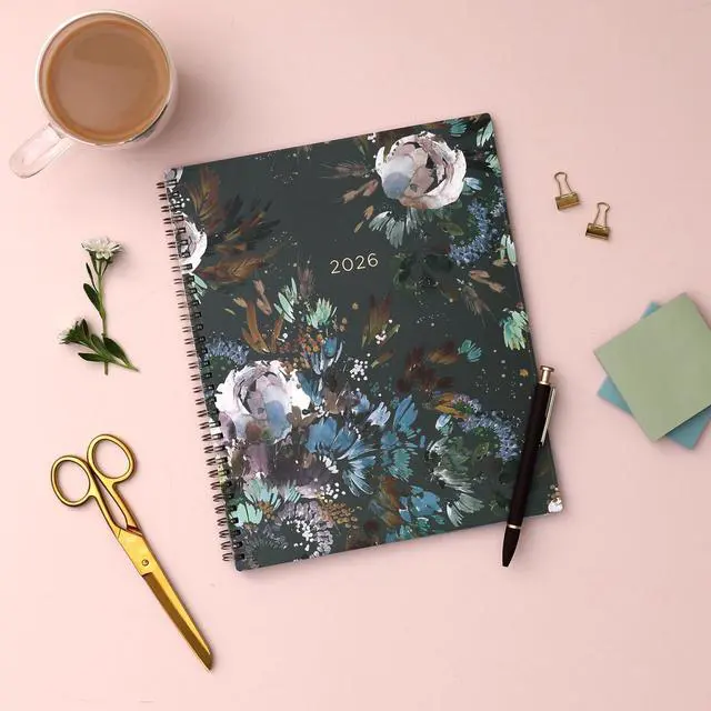Alt view image 2 of 7 - 2026 Weekly & Monthly Planner Calendar, 8.5"x11", Midnight Garden | January 2026 - December 2026, Flexible Cover, Durable Twin Wire Binding, Laminated Tabs, Pocket, Stickers, Kelly Ventura