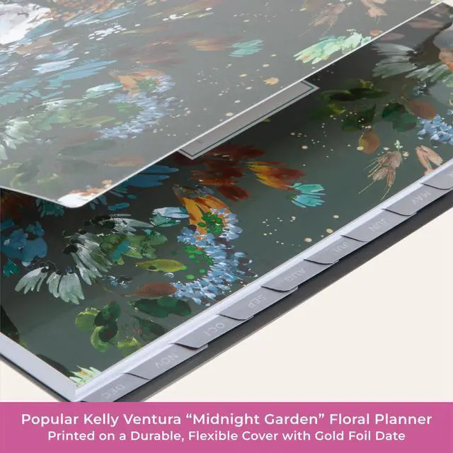 Alt view image 6 of 7 - 2026 Weekly & Monthly Planner Calendar, 8.5"x11", Midnight Garden | January 2026 - December 2026, Flexible Cover, Durable Twin Wire Binding, Laminated Tabs, Pocket, Stickers, Kelly Ventura