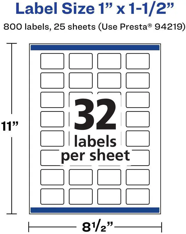 Alt view image 5 of 7 - ® Matte White Rectangle Labels, Sure Feed® Technology, 1" x 1.5", 800 Matte White Printable Labels