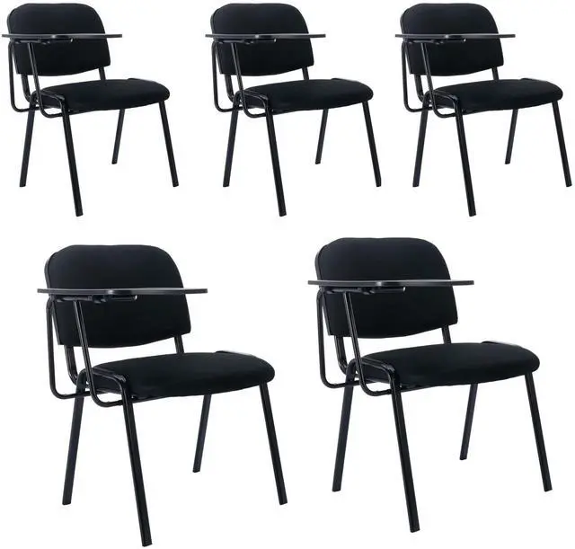 Main image of Black Tablet Arm Chairs Set of 5, Mesh Office Waiting Room Guest Nesting Stacking Chairs, Reception Chairs with Flip-Up Table Conference Chair for School Classroom Training Meeting Room