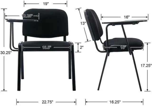 Alt view image 3 of 7 - Black Tablet Arm Chairs Set of 5, Mesh Office Waiting Room Guest Nesting Stacking Chairs, Reception Chairs with Flip-Up Table Conference Chair for School Classroom Training Meeting Room
