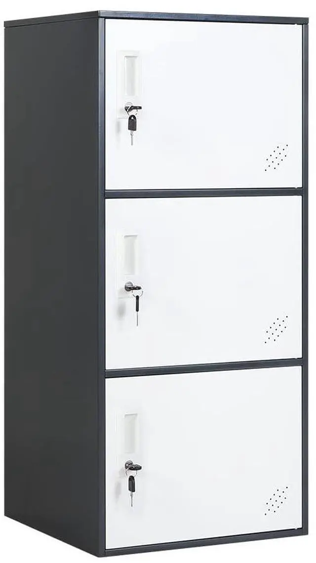 Main image of 3 Door Vertical Stackable Storage Cabinet with Lock,Anti-Failing Device, Metal Lcoker,Organizer for Office, Home, Gym, School,Employee,Kids. (Grey)