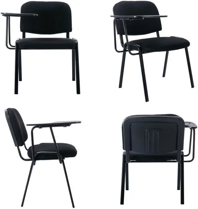 Alt view image 7 of 7 - Black Tablet Arm Chairs Set of 5, Mesh Office Waiting Room Guest Nesting Stacking Chairs, Reception Chairs with Flip-Up Table Conference Chair for School Classroom Training Meeting Room