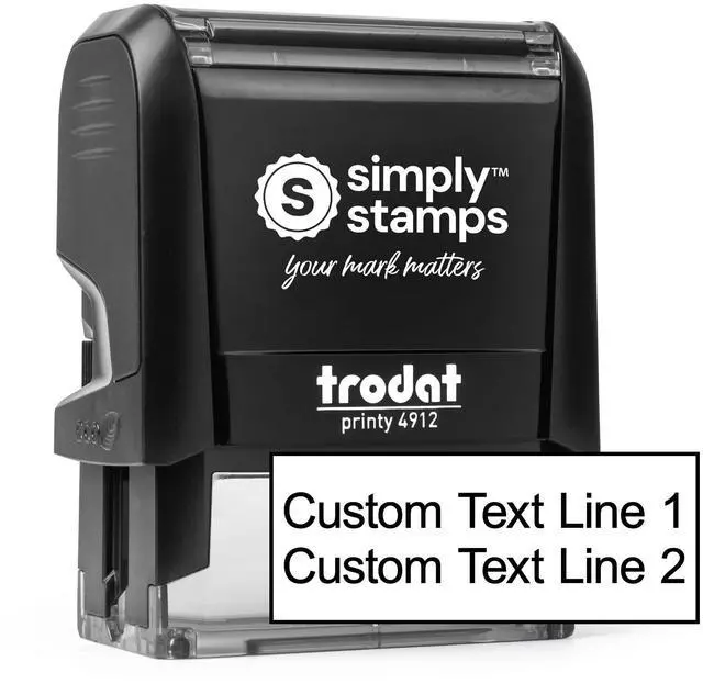 Main image of Custom Self-Inking Stamp Personalized Text Stamp for Business, Office, Address, Return Address, Mail & Documents, Up to 8 Lines Custom Text, Multiple Fonts & Ink Colors, Short 2-Line Stamp
