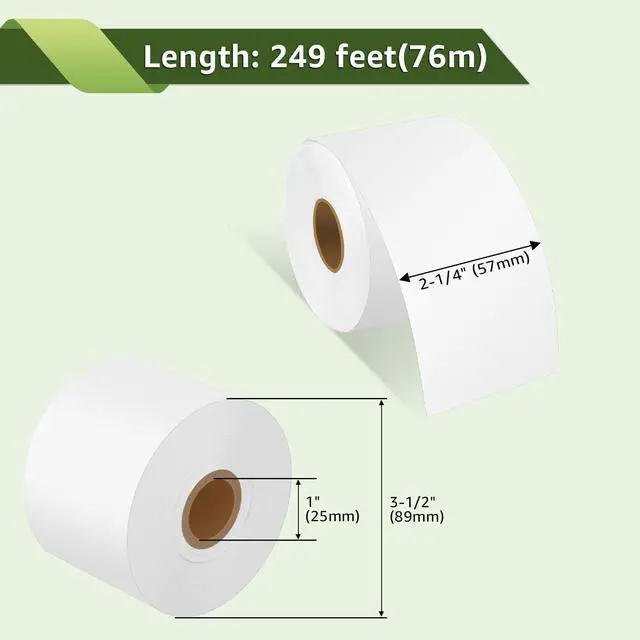 Alt view image 2 of 7 - 6 Roll Continuous Receipt Roll Paper Compatible for Dymo 30270 A30270 2-1/4" x 249ft (57mm x 76m) Non-Adhesive White Thermal for Label Writer 300 310 320 330 400 Duo 450 Twin Turbo Printer