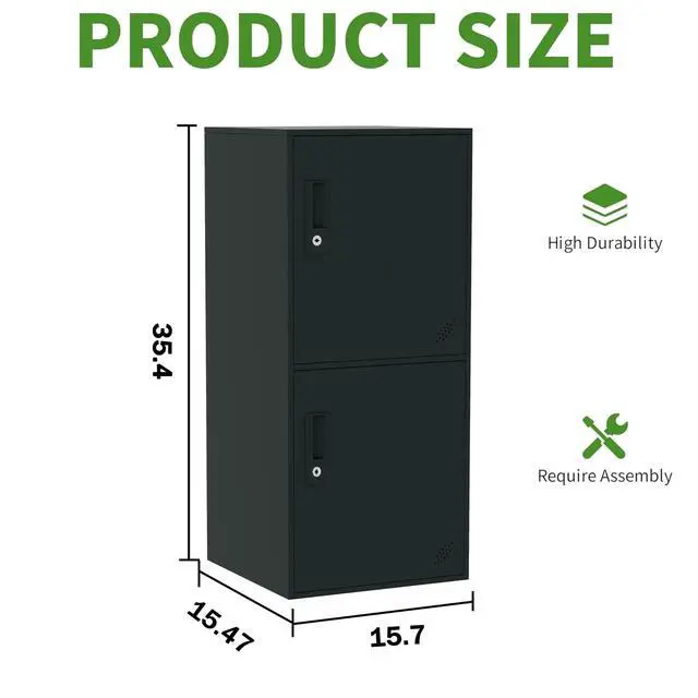 Alt view image 3 of 7 - 3 Door Vertical Stackable Storage Cabinet with Lock,Anti-Failing Device, Metal Lcoker,Organizer for Office, Home, Gym, School,Employee,Kids. (Black)
