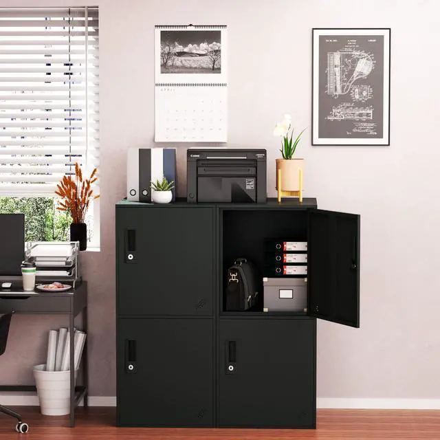 Alt view image 7 of 7 - 3 Door Vertical Stackable Storage Cabinet with Lock,Anti-Failing Device, Metal Lcoker,Organizer for Office, Home, Gym, School,Employee,Kids. (Black)