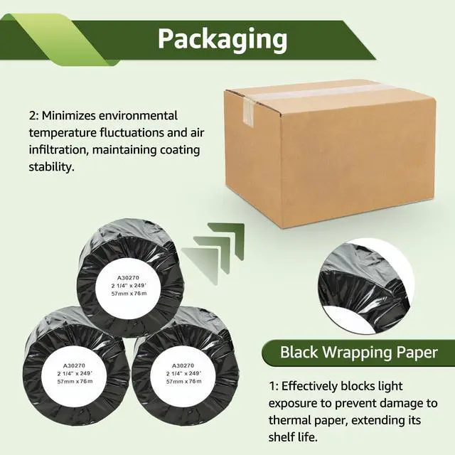 Alt view image 6 of 7 - 6 Roll Continuous Receipt Roll Paper Compatible for Dymo 30270 A30270 2-1/4" x 249ft (57mm x 76m) Non-Adhesive White Thermal for Label Writer 300 310 320 330 400 Duo 450 Twin Turbo Printer