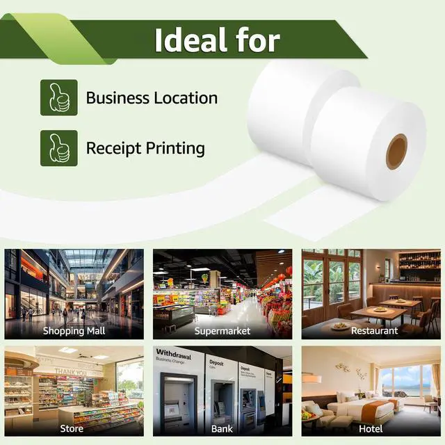 Alt view image 7 of 7 - 6 Roll Continuous Receipt Roll Paper Compatible for Dymo 30270 A30270 2-1/4" x 249ft (57mm x 76m) Non-Adhesive White Thermal for Label Writer 300 310 320 330 400 Duo 450 Twin Turbo Printer