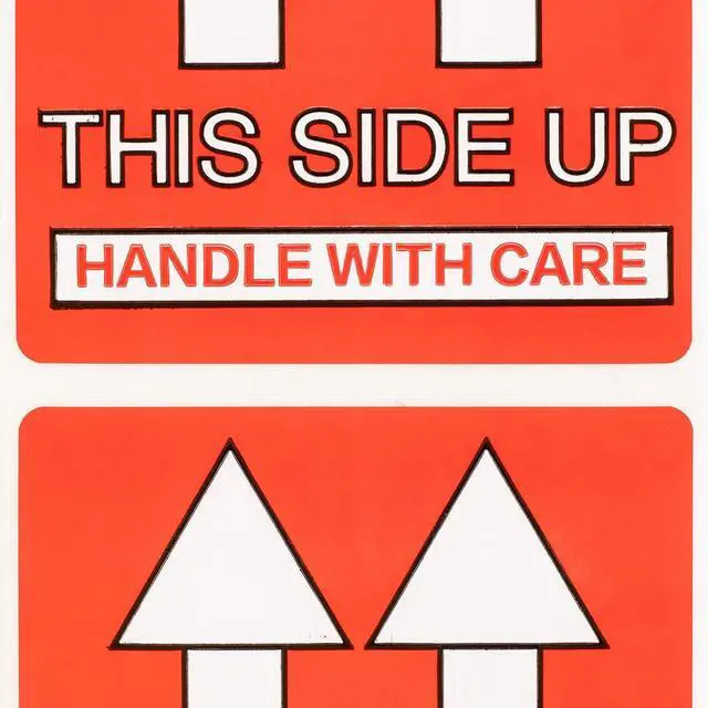 Alt view image 3 of 4 - This Side Up - Handle with Care (2" x 2") | Pre-Printed Labels/Stickers, 500 Labels per Roll, 30 Rolls