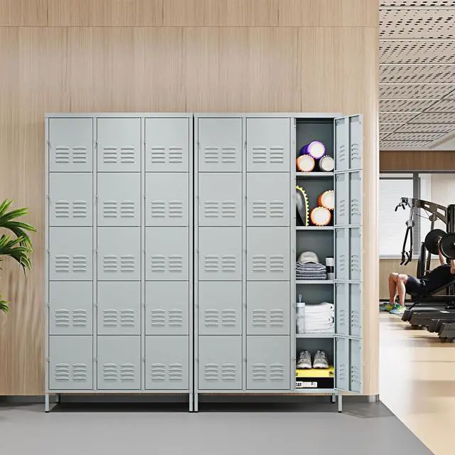 Alt view image 7 of 7 - Metal Lockers for Employees-15 Door Storage Locker with Shelves and Lockable Steel Cabinet for School,Gym,Office,Staff(Grey, 15 Door)