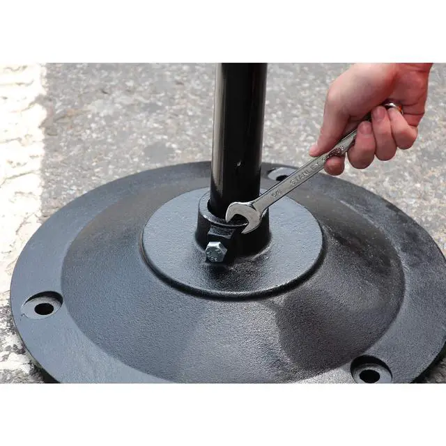 Alt view image 3 of 7 - Cast Iron Sign Base By | 17 Od Stand With 4 Post And Sign Bolts & Nuts