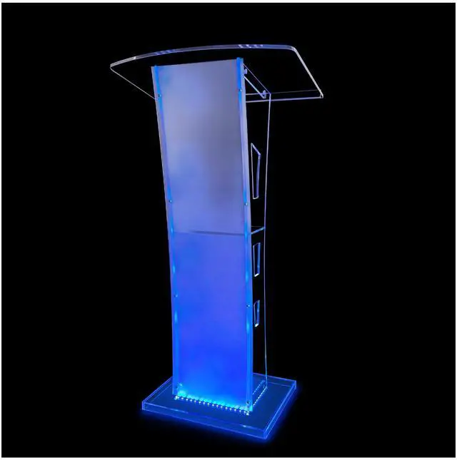 Main image of Acrylic Podium Stand with lights, 43Transparent Pulpits for Churches with Large Reading Platform, Clear Presentation Podiums for Churches, Classroom, Conference (15 Colors Adjustable& Remote Control)