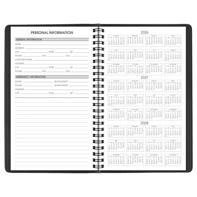 Alt view image 6 of 7 - 2027 Appointment Book Planner, Weekly, 5" x 8", Hourly, Black (700750527)