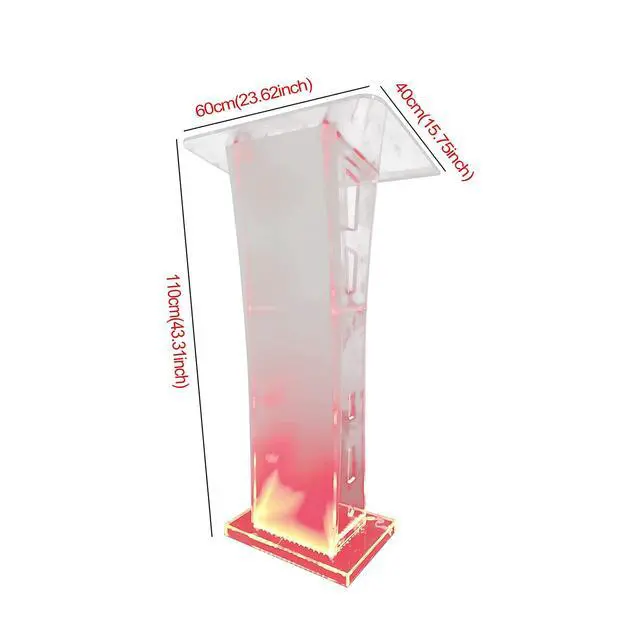 Alt view image 6 of 7 - Acrylic Podium Stand with lights, 43Transparent Pulpits for Churches with Large Reading Platform, Clear Presentation Podiums for Churches, Classroom, Conference (15 Colors Adjustable& Remote Control)