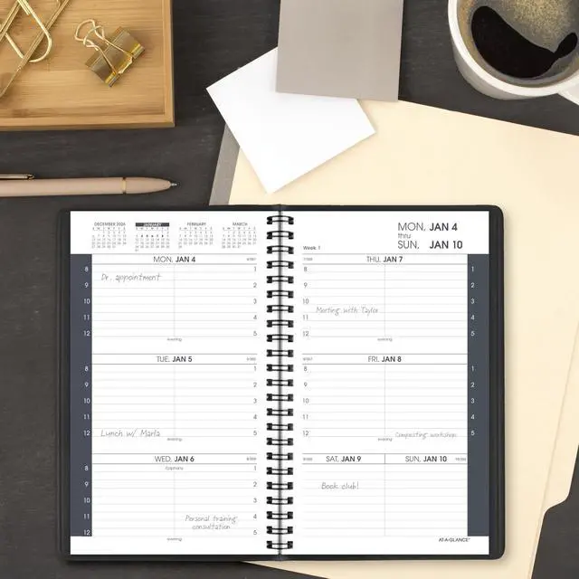 Alt view image 2 of 7 - 2027 Appointment Book Planner, Weekly, 5" x 8", Hourly, Black (700750527)