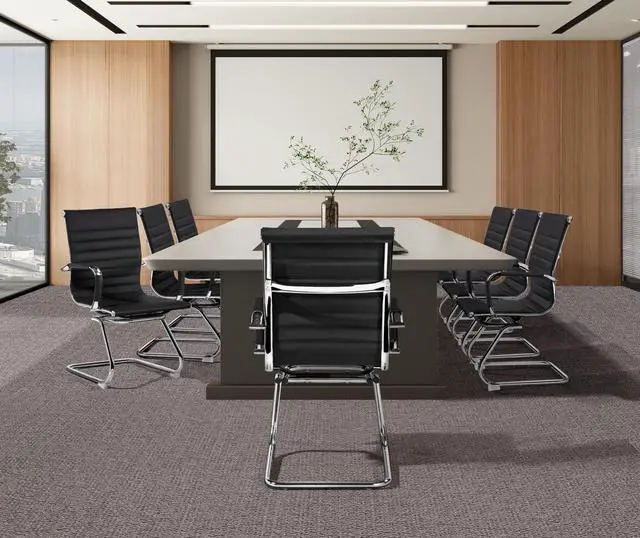Alt view image 6 of 7 - Office Guest Chairs Set of 2, Faux Leather Reception Chair, Black | Set of 2, Easy-Clean Faux Leather, Foam-Padded Seats, Fixed Armrests, Sturdy Metal Frames, 300 lb Capacity per Chair