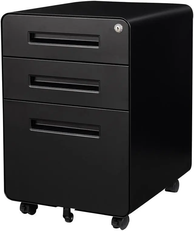 Main image of 3 Drawer File Cabinet with Lock,Rolling File Cabinets,Under Desk File Cabinet,Three Drawer Filing Cabinet for Home Office with Wheels,Fit A4/Letter/Legal File,Fully Assembled Except Casters