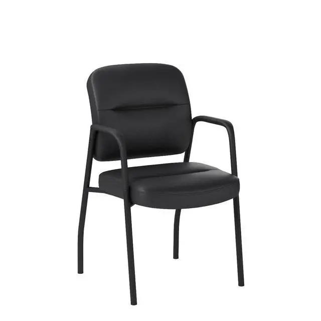 Alt view image 4 of 7 - Waiting Room Office Reception Chairs Executive Leather Guest Chairs with Armrest Ergonomic Upholstered Lumbar Support Side Chairs (2 Pack)