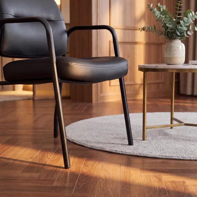 Alt view image 6 of 7 - Waiting Room Office Reception Chairs Executive Leather Guest Chairs with Armrest Ergonomic Upholstered Lumbar Support Side Chairs (2 Pack)