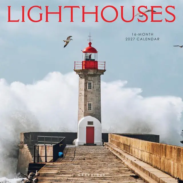Main image of 2027 Lighthouses Wall Calendar | 12 x 12 | Thick Paper | Home Calendar & Office Organizer | Large Monthly Grid | 3 Languages & Marked Holidays | 4 Month Preview Page for 2028
