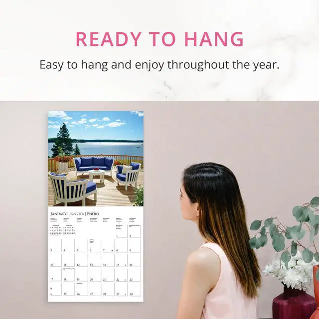 Alt view image 7 of 7 - On the Porch 2027 Wall Calendar | 12 x 12 | Thick Paper | Home & Office Organizer | Large Monthly Grid | 3 Languages & Marked Holidays | 4 Month Preview Page for 2028