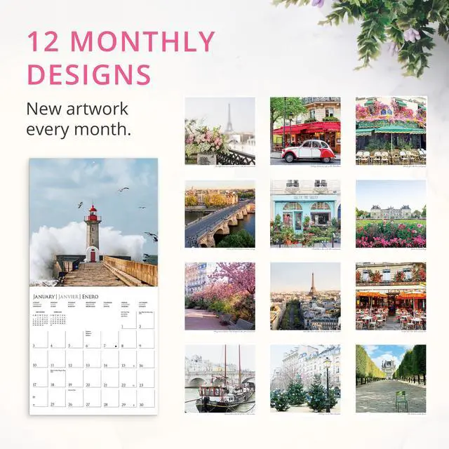 Alt view image 4 of 7 - 2027 Lighthouses Wall Calendar | 12 x 12 | Thick Paper | Home Calendar & Office Organizer | Large Monthly Grid | 3 Languages & Marked Holidays | 4 Month Preview Page for 2028
