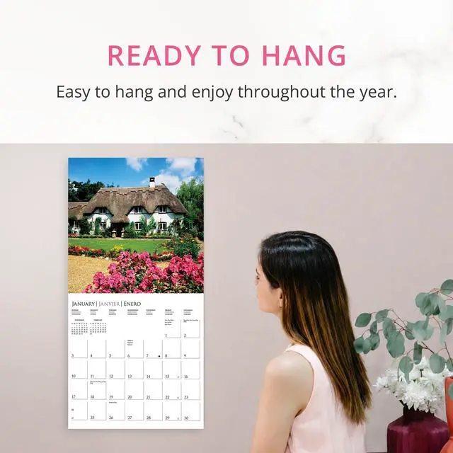 Alt view image 7 of 7 - Cottages 2027 Wall Calendar | 12 x 12 | Thick Paper | Home & Office Organizer | Large Monthly Grid | 3 Languages & Marked Holidays | 4 Month Preview Page for 2028