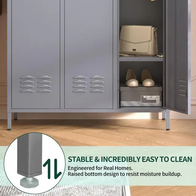 Alt view image 7 of 7 - 3 Doors Steel Locker Cabinet | Secure Employee & Multi-Purpose Storage for Office, Gym, School & Home | Space-Saving Design, Easy Assembly, Dark Grey
