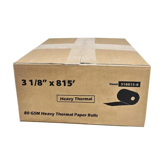 Alt view image 3 of 7 - (8 Rolls - 1 Case) 3 1/8" x 815' heavy thermal paper 8 rolls - nautilus hyosung halo - 75 GSM ATM Special Thermal Paper Rolls