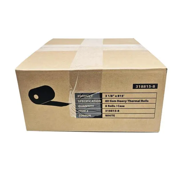 Alt view image 4 of 7 - (8 Rolls - 1 Case) 3 1/8" x 815' heavy thermal paper 8 rolls - nautilus hyosung halo - 75 GSM ATM Special Thermal Paper Rolls