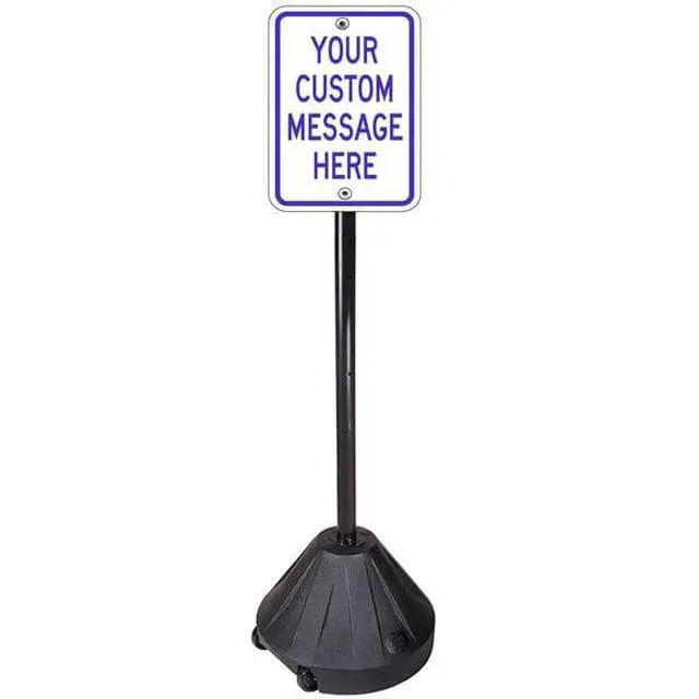 Alt view image 4 of 4 - Tip-and-Roll Portable Sign Pole II, 1-Pack (60" tall, Black Base, Includes Custom Printed Signage)