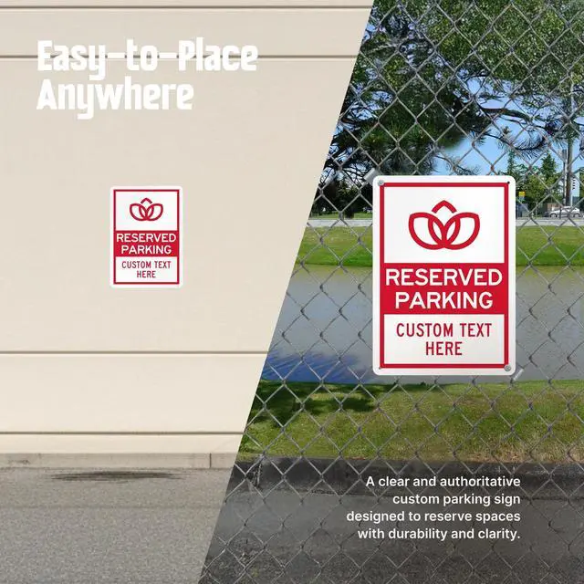 Alt view image 5 of 7 - Custom Reserved Parking Sign - Add Your Logo and Text, 14 x 10 inches, 40 mil Laminated Rustproof Aluminum Metal, Personalized Parking Sign for Businesses, Fade-Resistant, Made in USA