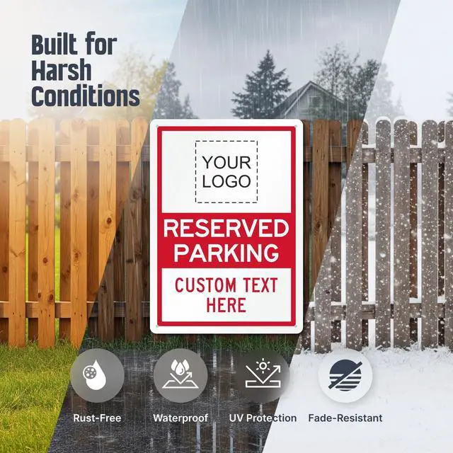 Alt view image 3 of 7 - Custom Reserved Parking Sign - Add Your Logo and Text, 14 x 10 inches, 40 mil Laminated Rustproof Aluminum Metal, Personalized Parking Sign for Businesses, Fade-Resistant, Made in USA