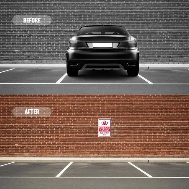 Alt view image 6 of 7 - Custom Reserved Parking Sign - Add Your Logo and Text, 14 x 10 inches, 40 mil Laminated Rustproof Aluminum Metal, Personalized Parking Sign for Businesses, Fade-Resistant, Made in USA