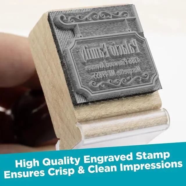 Alt view image 4 of 4 - Personalized Business Custom Square Wood Hand Logo ot Text Stamp - Choose from 15 Ink Colors