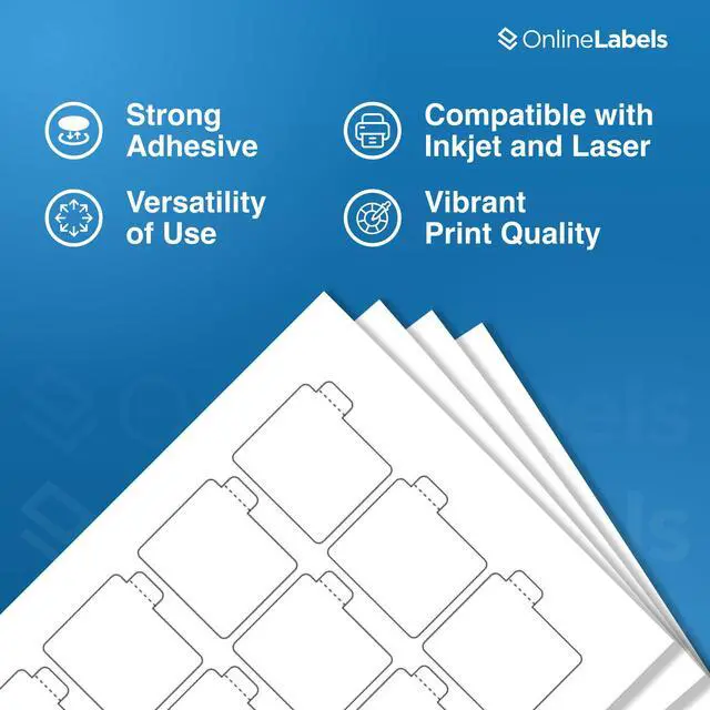 Alt view image 3 of 7 - OnlineLabels 2.125" x 2.125" Lip Balm Labels - Inkjet/Laser - 25 Sheets | Permanent Adhesive, Blank White Matte Lip Balm Labels with Safety Tab, Inkjet & Laser Compatible, Ideal for Lip Balm Tubes