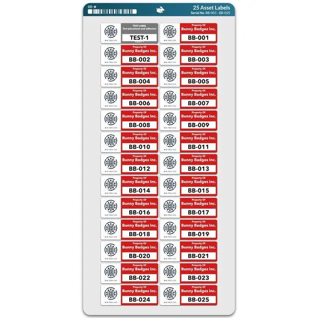 Alt view image 5 of 5 - Custom Asset Tags (Upload Your Logo) - Asset Labels with Sequential Numbers - 2 x 0.7 (50-5000 Labels)