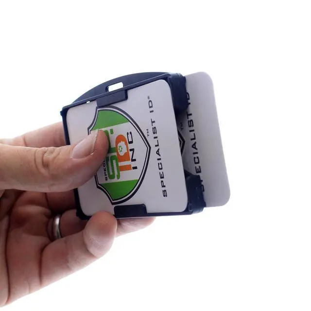 Alt view image 7 of 7 - Bulk 25 Pack - Metal Detector Friendly Lanyard w/Badge Holder - 2 Card Display - Double Sided Open Face Horizontal/Vertical - Breakaway Cord - Detachable Clip - Quick Release Buckle by