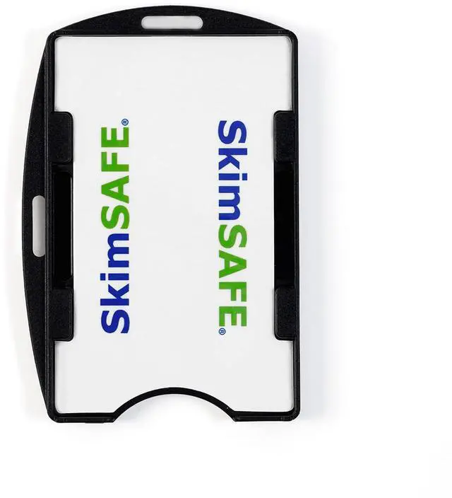 Main image of Bulk 50 Pack - RFID Blocking ID Badge Holder (Holds 2 Cards) - SkimSAFE - Dual Sided Shield Blocks 13.56MHz Radio Signal - (Black)