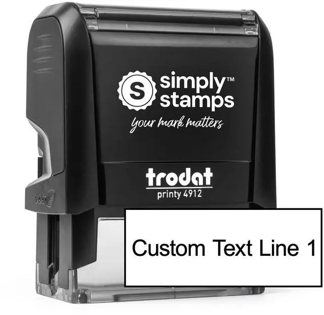 Main image of Custom Line Stamps | Custom Text Office Stamp | Short or Long | 20 Font Choices | Multiple Color Options | Up to 8 Lines of Text | Perfect for Personal or Professional Use (1-Line, Short)