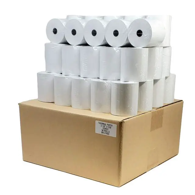Alt view image 2 of 2 - (55 GSM Solid Tube Core) DropShip 3 1 8 x 230 thermal paper (100 Rolls - 2 Cases) bpa free - citizen thermal printer paper ct-s801