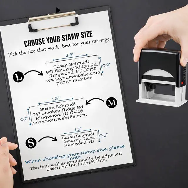 Alt view image 2 of 7 - Custom Self-Inking Rubber Stamp Personalized Stamp with Multiple Ink Colors and Font Styles for Address, Business, Office Mail and Crafts (Medium)