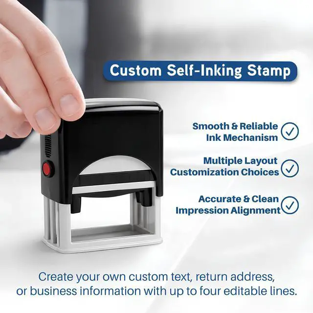 Alt view image 3 of 7 - Custom Self-Inking Rubber Stamp Personalized Stamp with Multiple Ink Colors and Font Styles for Address, Business, Office Mail and Crafts (Medium)